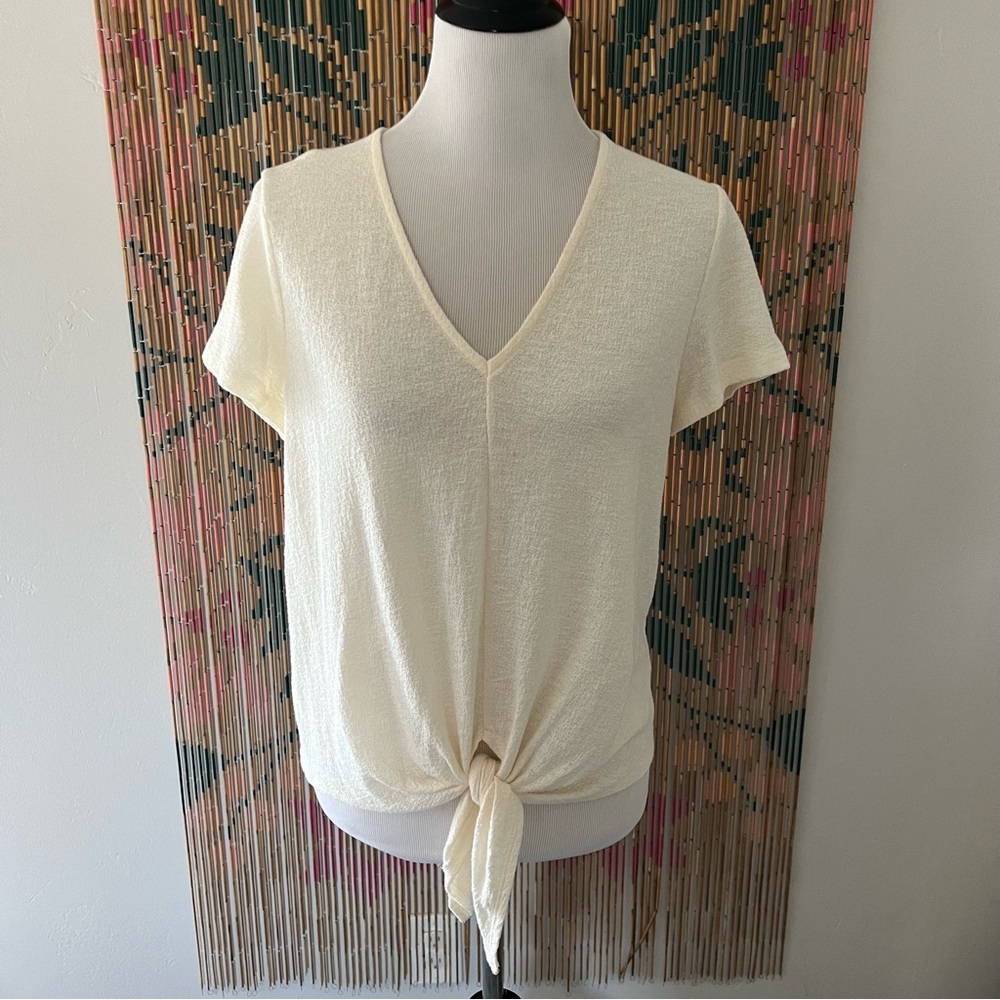 White/Cream Madewell Tie Knot Front Top